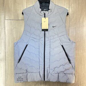 Nike Therma-Fit ADV Reflective Full Zip Running Vest Gray Mens Medium FZ1131-035